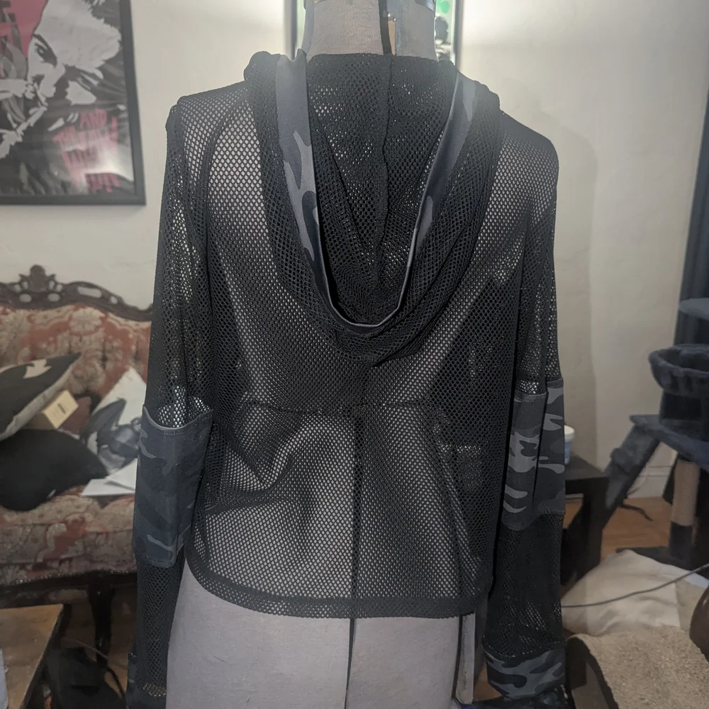 SOLD Blackcraft Cult Black Mesh Fishnet Bat Hoodie - Picture 7 of 8